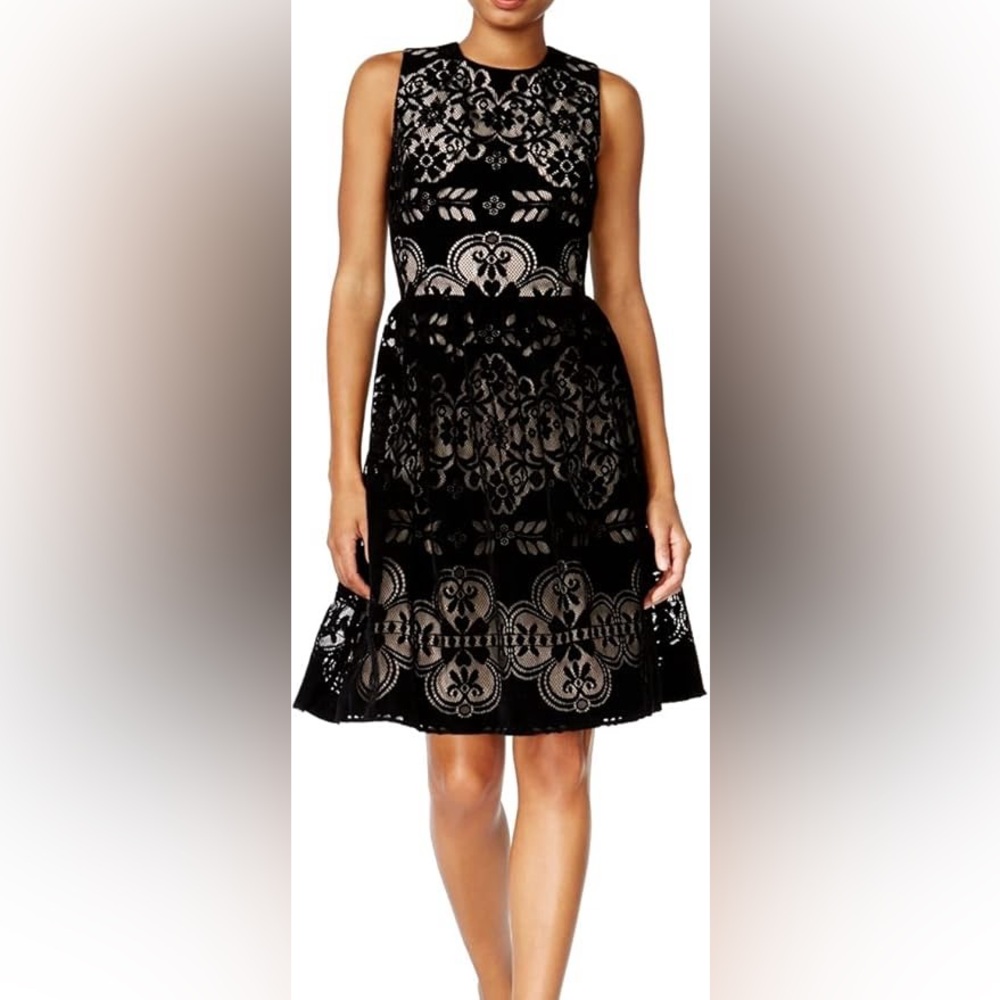 Tommy Hilfiger | Black Velvet Lace Cocktail Dress, Size 6